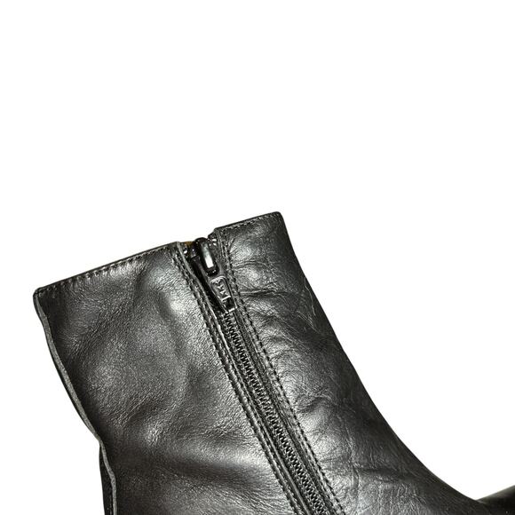 Free People Nicola Leather Square Toed Ankle Zip Block Heeled Boot Black 36 US 6 - Picture 8 of 12